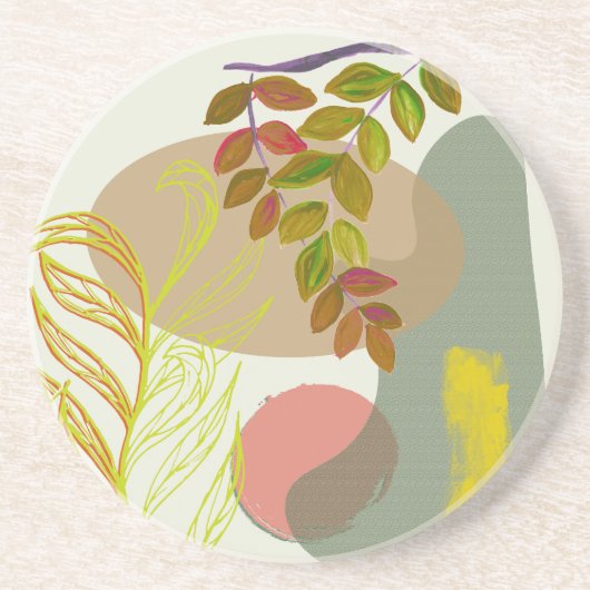 ボタニカルボホイエローグリーン コースター (正面)