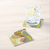 ボタニカルボホイエローグリーン スクエアペーパーコースター (インサイチュ)