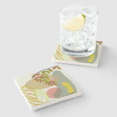 ボタニカルボホイエローグリーン ストーンコースター (横)