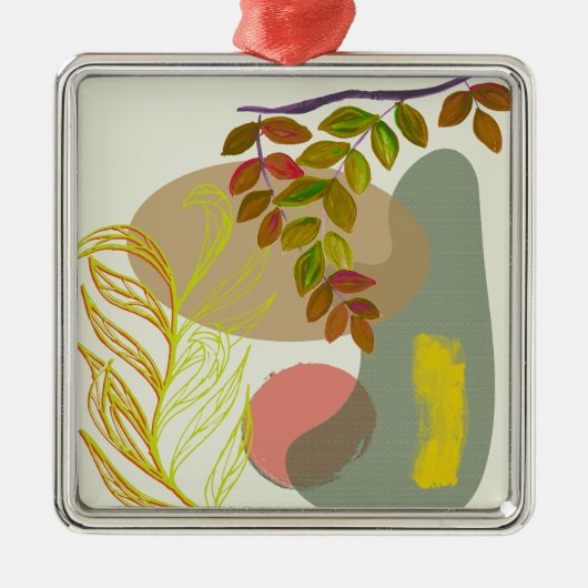 ボタニカルボホイエローグリーン メタルオーナメント (正面)