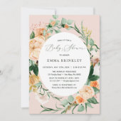 ボタニカルボホグリーナリー赤面ピンクベビーシャワー 招待状 (正面)