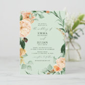 ボタニカルボホグリーンエレガントリーセージ結婚グリーン 招待状 (スタンド正面)