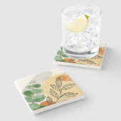 ボタニカルボホグリーンオレンジ ストーンコースター (横)