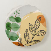 ボタニカルボホグリーンオレンジ ラウンドクッション (裏面)