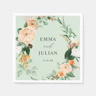 ボタニカルボホグリーンパーソナライズされたリー結婚セージ スタンダードカクテルナプキン