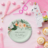 ボタニカルボホグリーンパーソナライズされたリー結婚セージ ペーパープレート (パーティー)