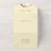 ボタニカルボホグリーンリーイエロー結婚フローラ オールインワン招待状 (外側)