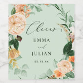 ボタニカルボホグリーンリーセージグリーン結婚式の引き出物 ワインラベル (シングルラベル)