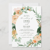 ボタニカルボホグリーンリーニュートラル結婚フローラ 招待状 (正面)