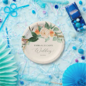 ボタニカルボホグリーンリーパーソナライズされたピーチ結婚ズ ペーパープレート (パーティー)