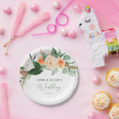 ボタニカルボホグリーンリーパーソナライズされた開花結婚ズ ペーパープレート (パーティー)