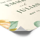 ボタニカルボホグリーンリー結婚ピーチのウェルカムサイン ポスター (角)