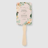 ボタニカルボホグリーンリー赤面ピンク結婚式 プログラム ハンドファン (正面)