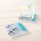 ボタニカルボホシアンパープル ガラスコースター (アングル)