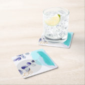 ボタニカルボホシアンパープル スクエアペーパーコースター (インサイチュ)