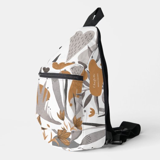 ボタニカルボホシック引用文フローラあなたの名前 スリングバッグ (右コーナー)