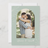 ボタニカルボホセージグリーンとアーチフォト結婚ズ 招待状 (裏面)