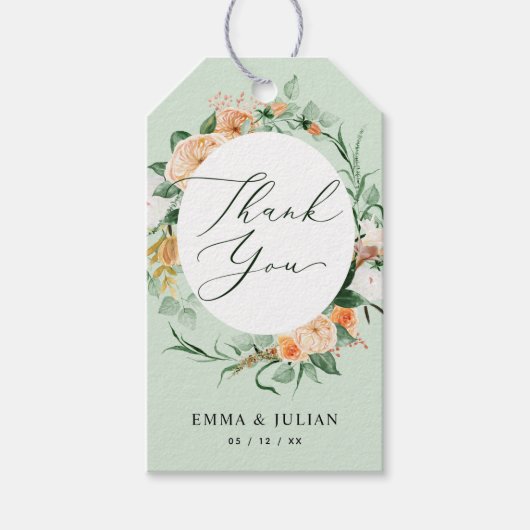 ボタニカルボホセージグリーンモダンフローラの好意G ギフトタグ (正面)