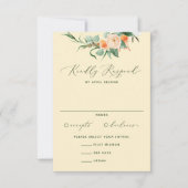 ボタニカルボホニュートラルグリーンリーイエロー結婚ズ 出欠カード (正面)