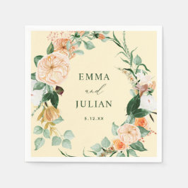 ボタニカルボホパステルイエロパーソナライズされたーズ結婚 スタンダードカクテルナプキン
