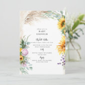 ボタニカルボホパンパスサンフラワー牡丹ベビーシャワー 招待状 (スタンド正面)