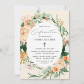 ボタニカルボホパーソナライズされたピーチ確認 招待状 (正面)