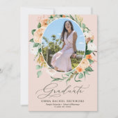 ボタニカルボホピンク写真卒業発表 招待状 (正面)