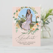 ボタニカルボホピンク写真卒業発表 招待状 (スタンド正面)