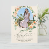 ボタニカルボホピーチ写真卒業発表 招待状 (スタンド正面)