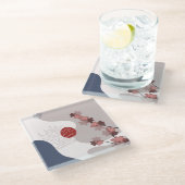 ボタニカルボホブルーマゼンタ ガラスコースター (アングル)