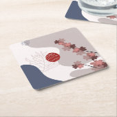 ボタニカルボホブルーマゼンタ スクエアペーパーコースター (アングル)