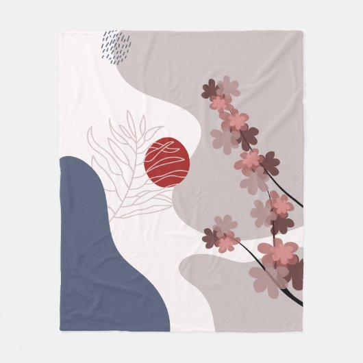 ボタニカルボホブルーマゼンタ フリースブランケット (正面)