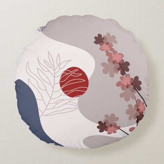 ボタニカルボホブルーマゼンタ ラウンドクッション (正面)