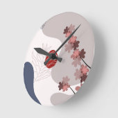 ボタニカルボホブルーマゼンタ ラウンド壁時計 (傾斜)