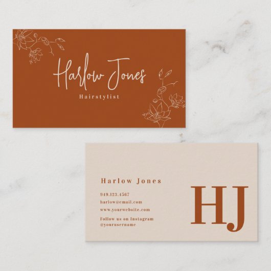 ボタニカルボホミニマリストシグネチャーテラコッタ 名刺 (正面/裏面)