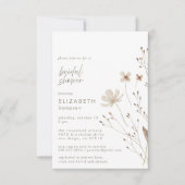 ボタニカルボホワイルドフラワーフローラブライダルシャワー 招待状 (正面)
