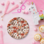 ボタニカルボホ秋ワイルドフラワーズメドーパタン ペーパープレート (パーティー)