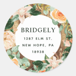 ボタニカルボホ素朴ウッドフローラ差出人住所 ラウンドシール