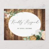 ボタニカルボホ素朴ファームハウスバーンウェディングRSVP インビテーションポストカード (正面)