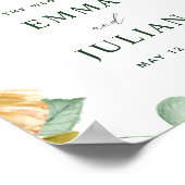 ボタニカルボホ緑の白結婚白の歓迎サイン ポスター (角)