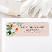 ボタニカルボホ赤面ピンクフローラ差出人住所 ラベル (インサイチュ)