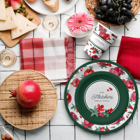 ボタニカルポメグラナートフラワー紙プレート ペーパープレート