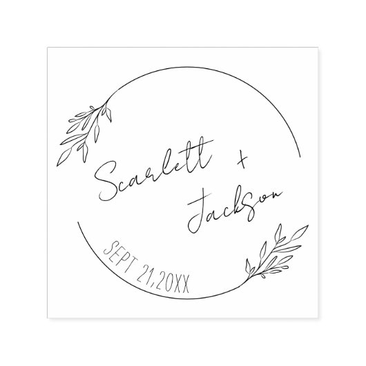 ボタニカルミニマリスト手書で – 日付を保存Se セルフインキングスタンプ (デザイン)