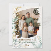 ボタニカルミニマルブラシカスタムクリスマスフォト シーズンカード (正面)