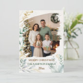 ボタニカルミニマルブラシカスタムクリスマスフォト シーズンカード (スタンド正面)