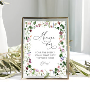 ボタニカルミモサバードリンクサイン ポスター