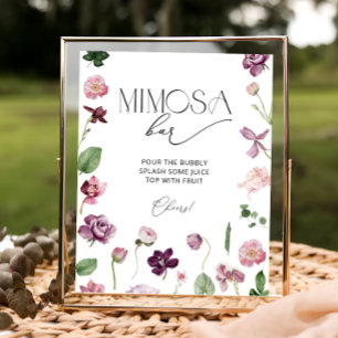 ボタニカルミモサバードリンクサイン ポスター