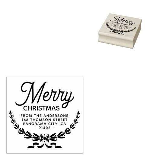 ボタニカルメリークリスマスファミリー差出人住所 ラバースタンプ (押印)