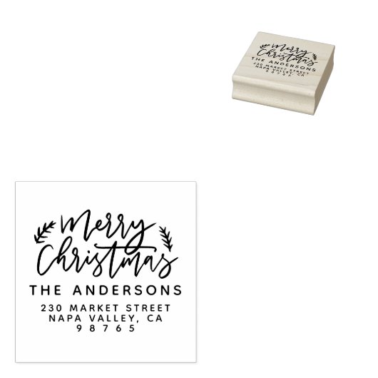 ボタニカルメリークリスマスファミリー差出人住所 ラバースタンプ (押印)