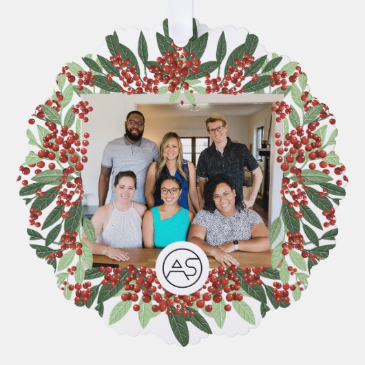 ボタニカルメリークリスマスフォトロゴ事業 オーナメントカード (正面)